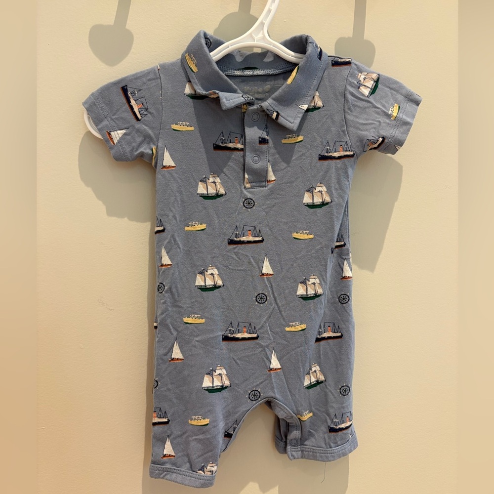 Kyte Baby Polo Shortall in Vintage Boats 3-6M